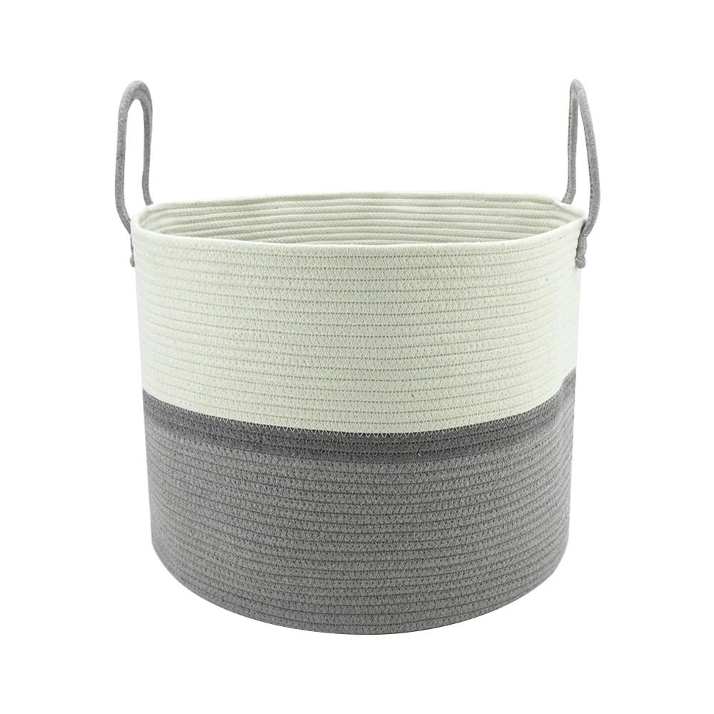 Новая современная плетеная хлопковая корзина премиум-класса с ручками, большая корзина для детской белья, полотенце, подгузников, хранения игрушек для детей