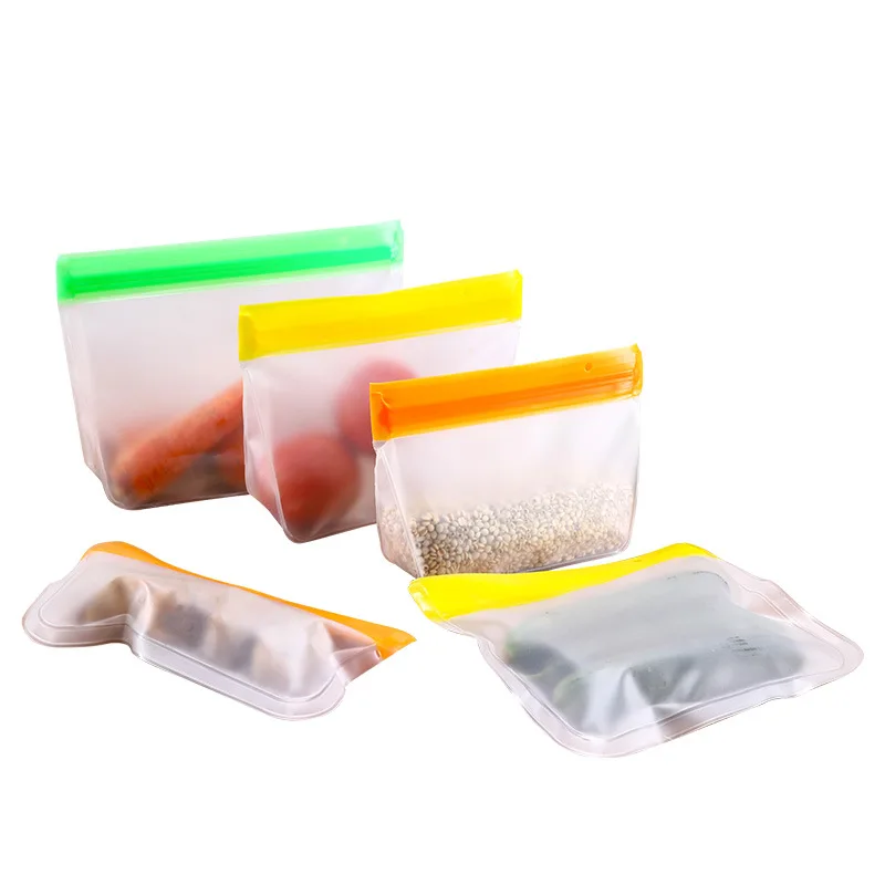 Portable Kids Large Leak Proof Zip PEVA Travel Vacuum Reusable Silicone Food Storage Bag