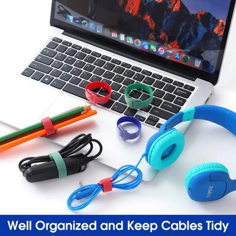 100PCS Releasable Cable Ties Colored Plastics Reusable Cable Nylon Loop Wrap Zip Bundle Ties T-type Cable Tie Wire