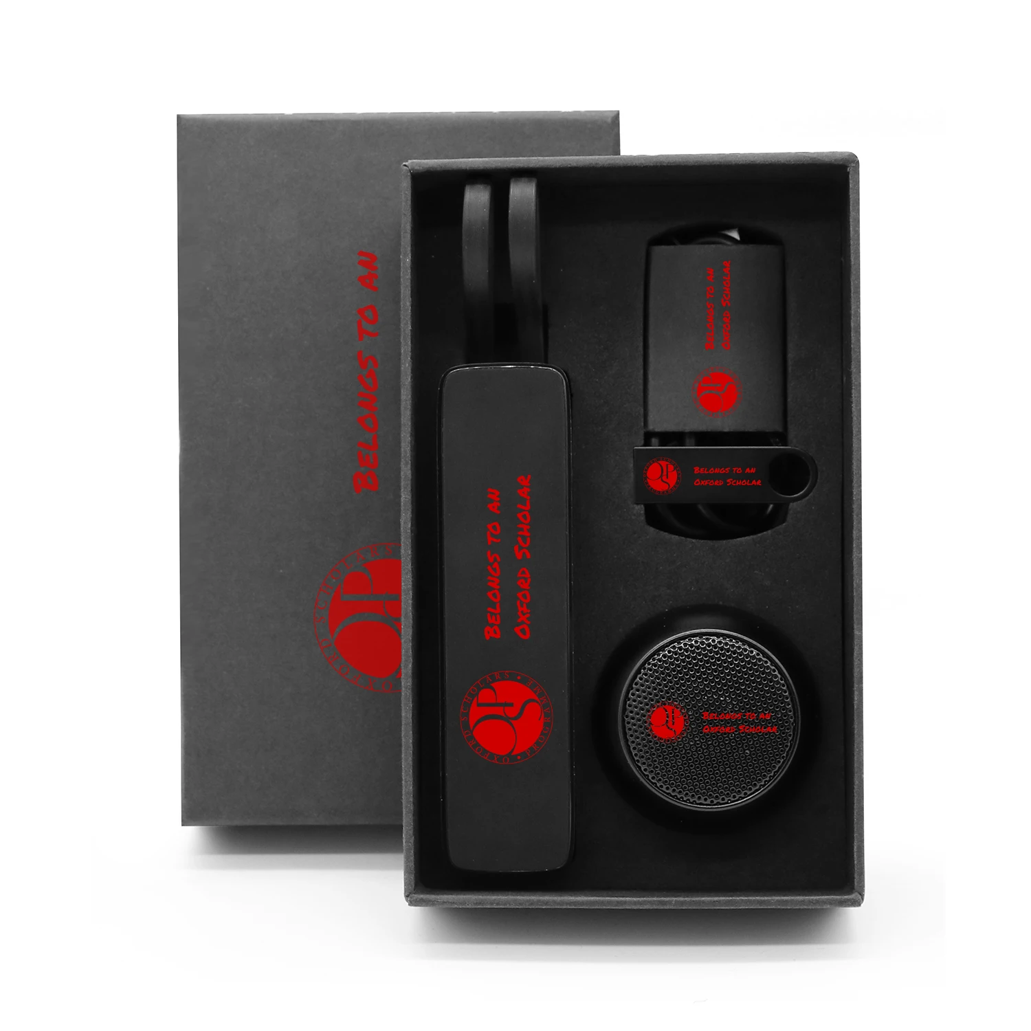 Custom Logo All-in-One Tech Gift Set 5000mAh Power Bank Mini Speaker 4GB USB Drive Portable Gift Box for Business Promotion