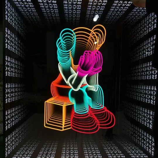 Заводская цена, оптовая продажа, 3d зеркальное настенное зеркало, комикс, неоновая вывеска, бесконечное зеркало, неоновая Простая установка, стеклянная неоновая вывеска