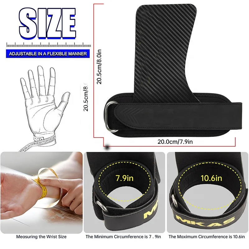 Carbon leather Calisthenics Tartan Pattern Hypalon Anti Slip Fitness Weightlifting Training Gymnastics Grips Gym Grips