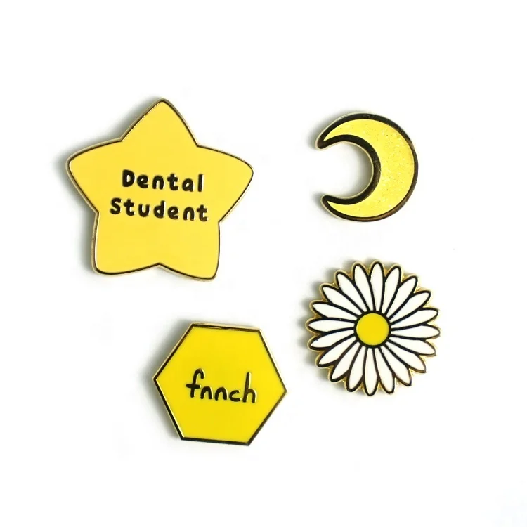 Vast Gifts Factory High Quality Custom Glitter Suit Flower Moon Soft Hard Enamel Pin With Hugs and Smiles