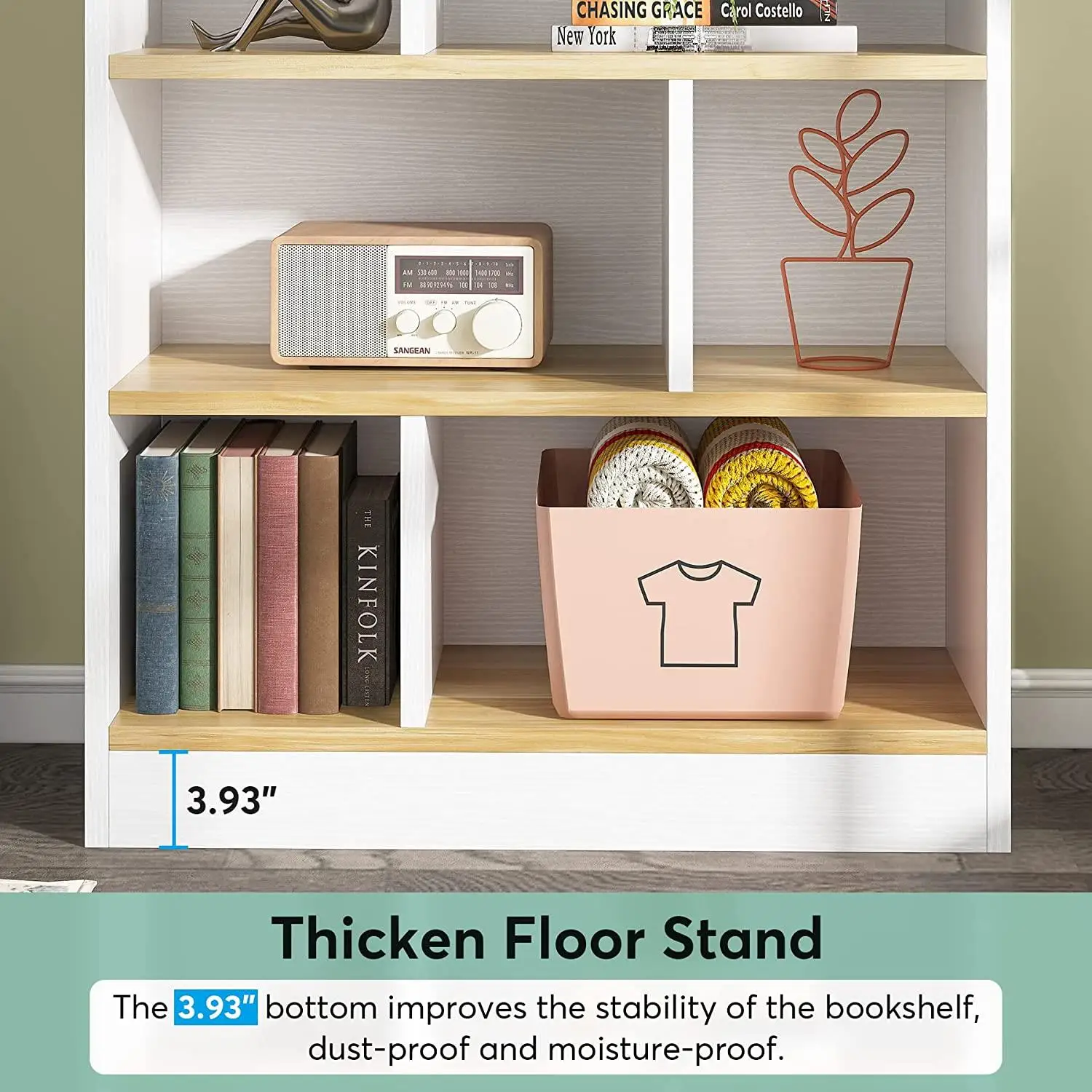 White 6-Tier Modern Tall Bookcase Storage Organizer Bookshelf Display Cabinet for Home Office, Living Room, Bedroom, Library