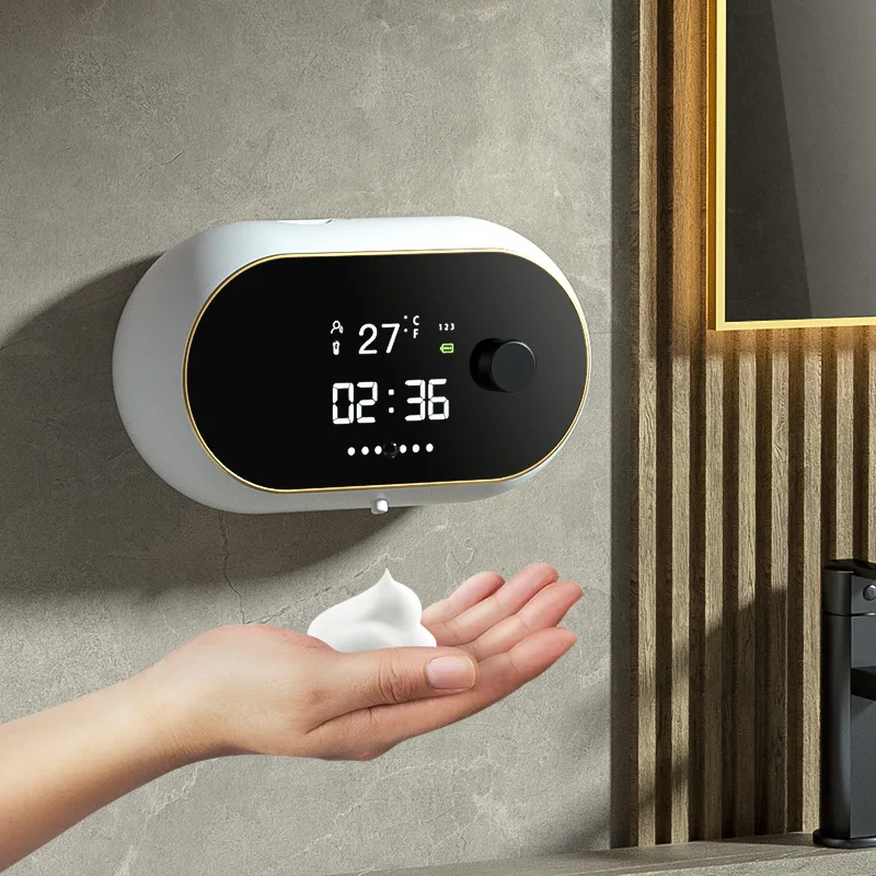 Automatic Soap Dispenser Wall Mounted Hand Free with Clock Temperature
