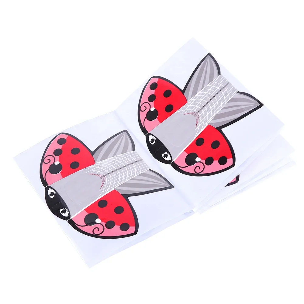 New 500pcs/roll self-adhesive pvc nail form butterfly shape dual nail forms for UV gel tip nails extension guide tools