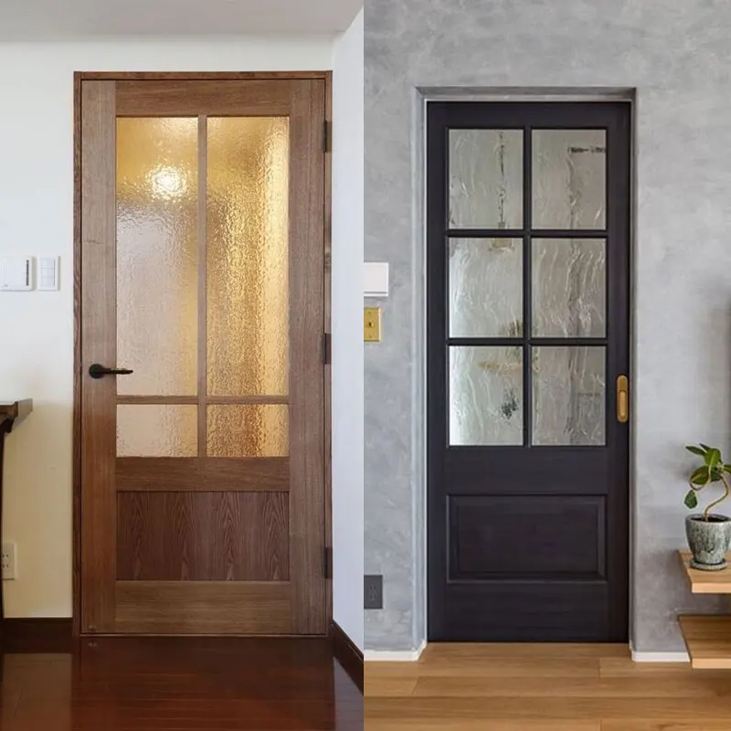 Custom home Interior bathroom frosted glass doors Modern style Apartment kitchen High quality frosted glass solid wood doors