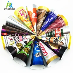 Custom logo food grade disposable snow cone cups ice cream sleeve packaging paper cone