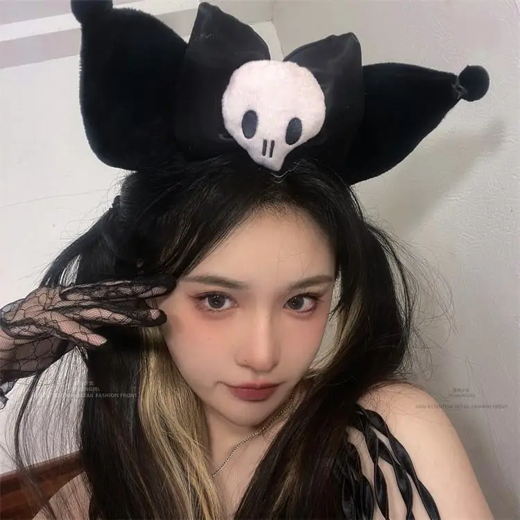 Unique Halloween Mesh Wings Headband Cute Funny Skull Headwear Black Lace Headband