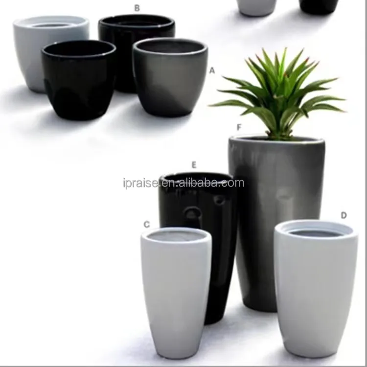 Garden tall white fiber cement planters / fiberglass resin planters / flower pot for living room