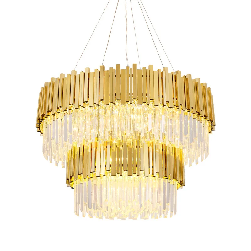 Modern Luxury LED Crystal K9 Ceiling Lamp Large Nordic Style Interior Living Room Pendant Lights with Metal Glass for Hotels