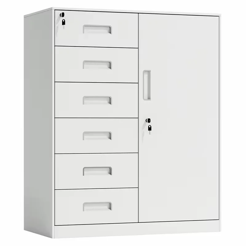 Factory sales low price swing door steel 6 drawers metal storage file cabinet with white black gray color