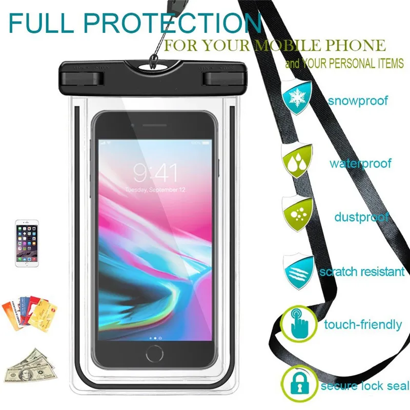 Universal Waterproof Mobile Phone Case For Phone Clear Pvc Sealed Underwater Cell Swimming Pouch Cover Custom Waterproof Bag
