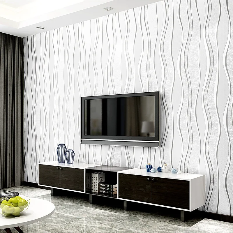 Modern Simple Nonwoven Wallpaper Vertical Stripes 3D Wallpaper For Livingroom