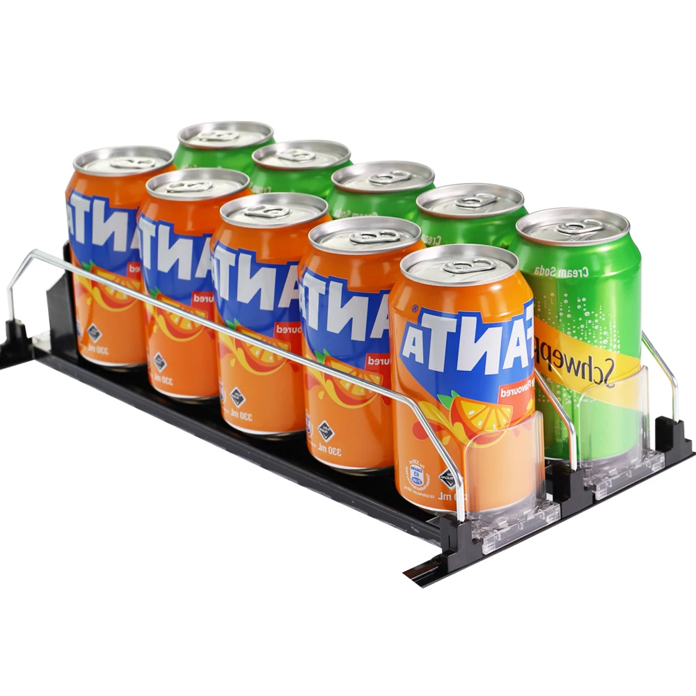 Soda Can Display Beverage Pusher Shelf Pusher System Smart Dispenser Plastic Automatic Spring Loaded Drink Organizer For Fridge