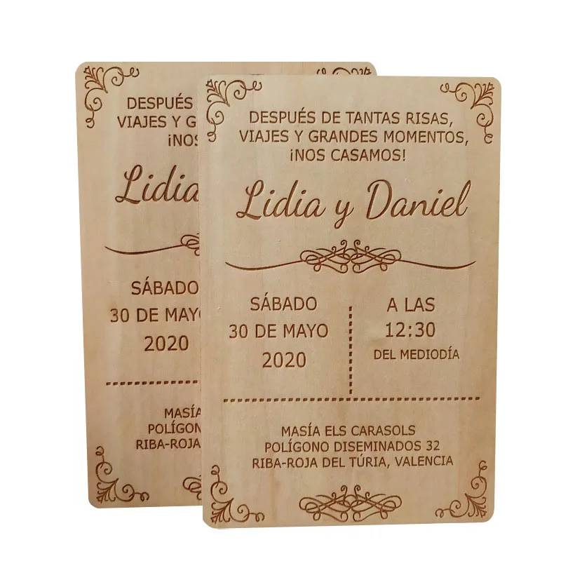 2020 New Customized china wood laser cut weeding invitation card luxury wedding invitation card with envelopes