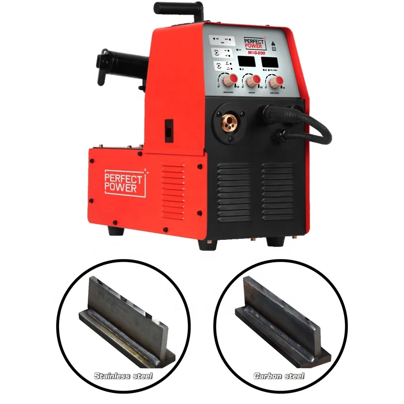 Perfectpower IGBT Technology Multi Function MIG MAG MMA TIG Flux Cored 1KG 5KG CO2 Gas Wire MIG Welder MIG200