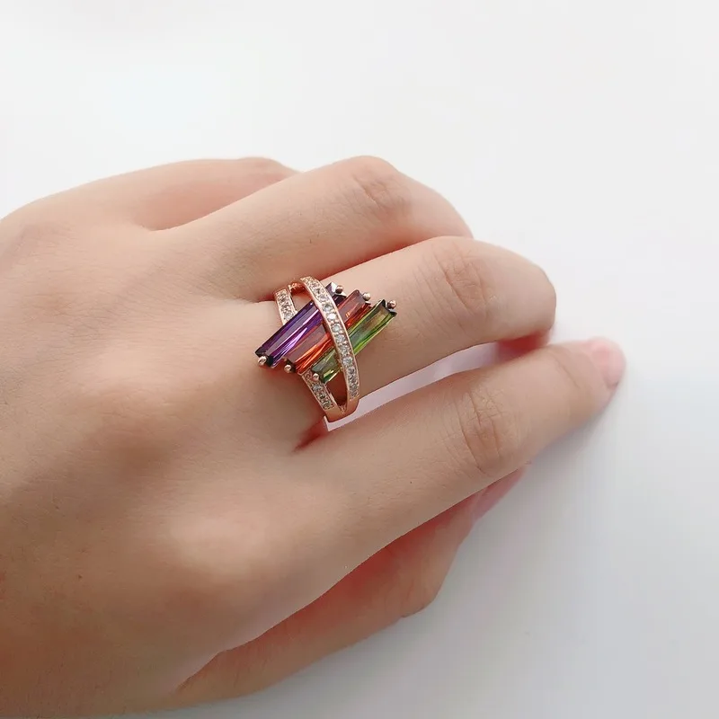 Dropshipping Fashion 14K Gold Plated Sterling Silver CZ Simulated Diamond Stackable Ring Eternity Bands for Women Antique Ring