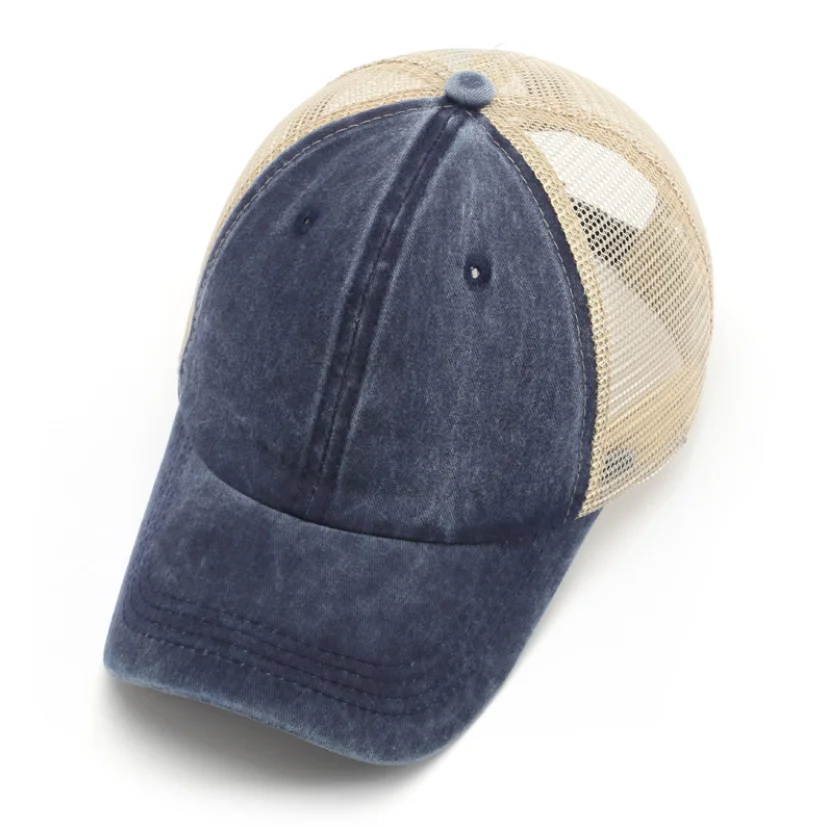ladies vintage hat Washed Cotton Visor Adjustable Mesh Trucker baseball caps