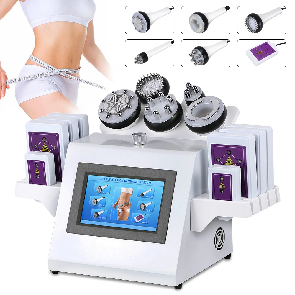 80K Cavitation 6 in 1 machine ultrasonic vaccum lipo laser polar rf skin tighten body slimming fat reduce 80k cavitation