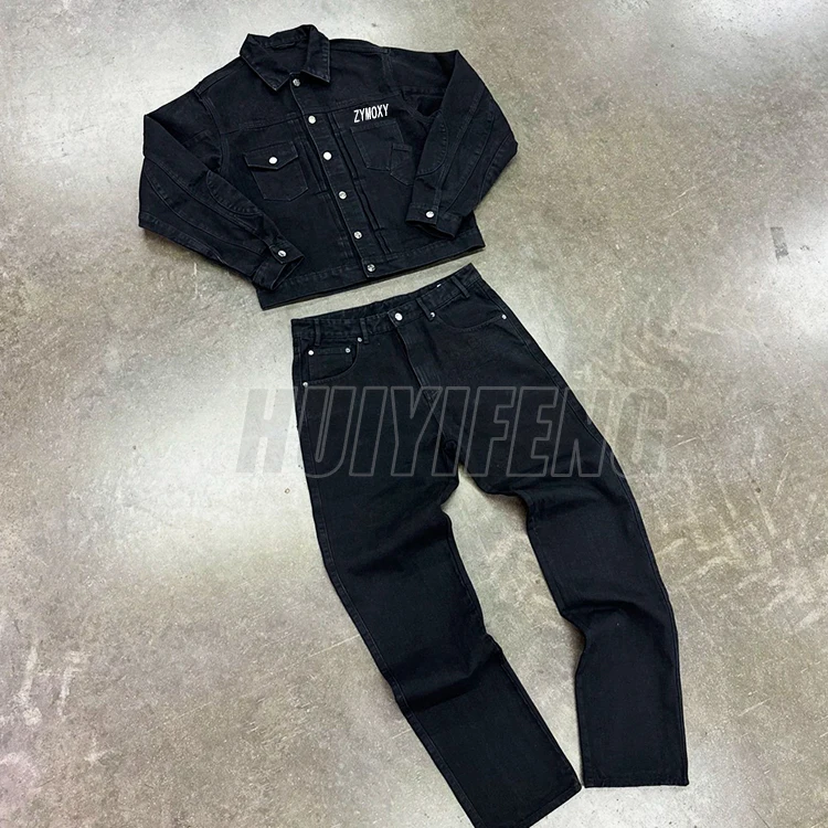 High quality denim jacket and jeans pants Two piece heavyweight vintage denim set men clothing manufacturers custom