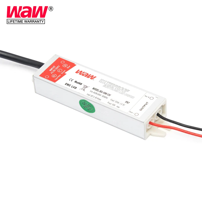 24v 10w Водонепроницаемый IP67 светодиодный драйвер блок питания для светодиодной ленты Европейский сертификат соответствия ограничениям на использование опасных материалов в производстве электрического и