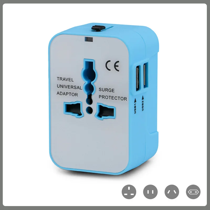 2.1A Travel Adapter USA EU UK USB C Universal Power Converters USB type C Charging Ports Wall Charger Plug Adapter