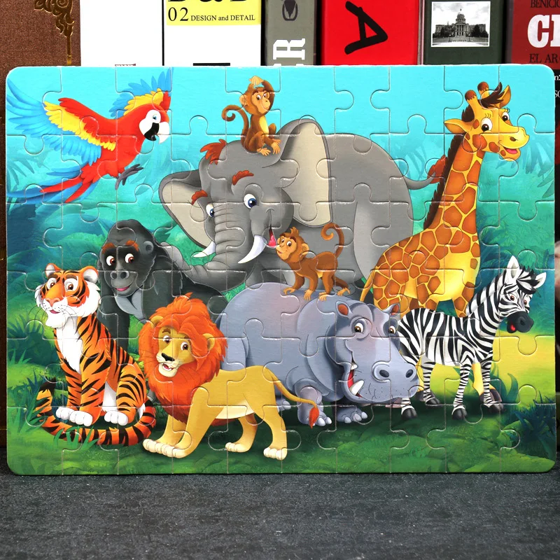 
24 / 40/ 60 Juguetes Educational Developmental Baby Kids Training Toy Cartoon Animal Wooden Puzzle 