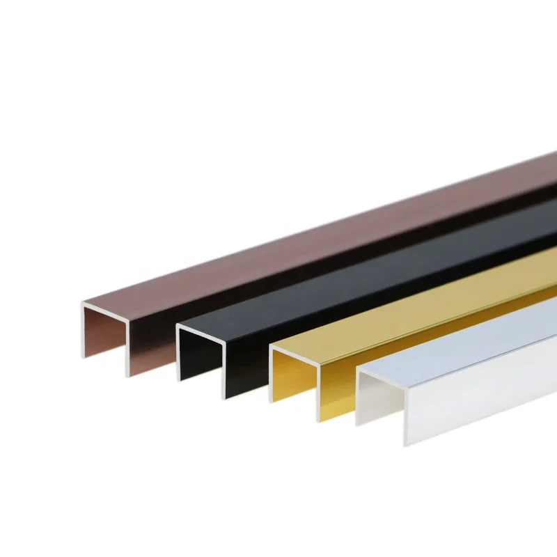 U Shape Profile Mirror Polished Gold Stainless Steel Tile Trim For Office Decoration