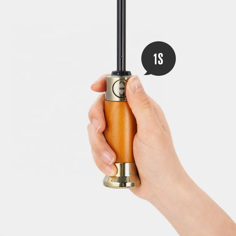 Customized fold umbrella wooden handle customized rain man business big umbrella with logo