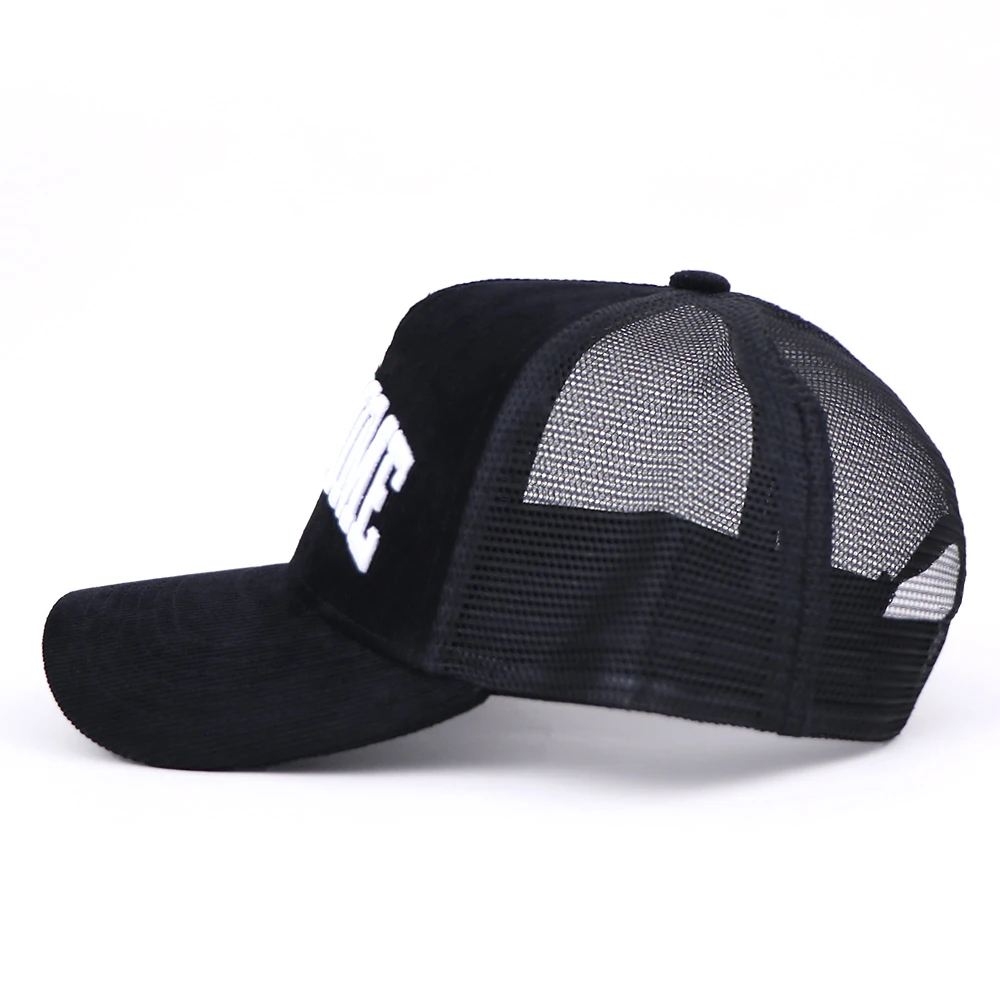 Летняя дышащая черная сетчатая Вельветовая Кепка