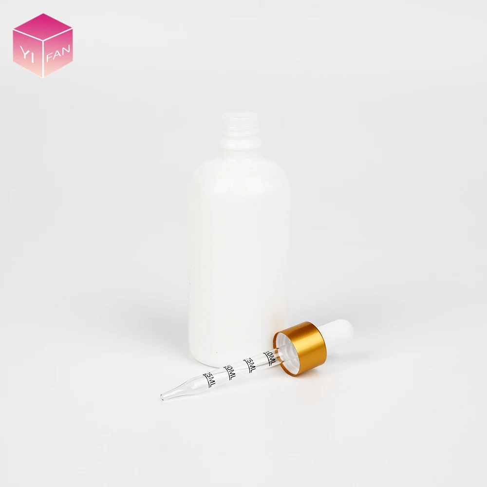LANJING China Supplier 10ml 15ml 30ml 50ml 100ml porcelain opal White Essential Oil Glass Dropper Bottle