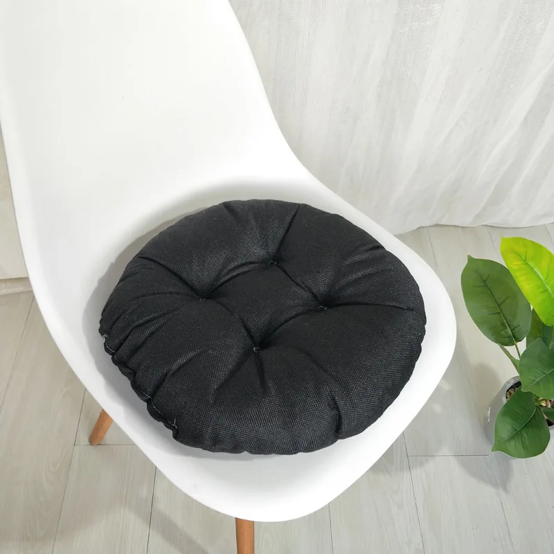 Solid Color Sofa Indoor Round Chair Cushions Pillow Linen Chair Seat Cushion Pillow For Office Chair