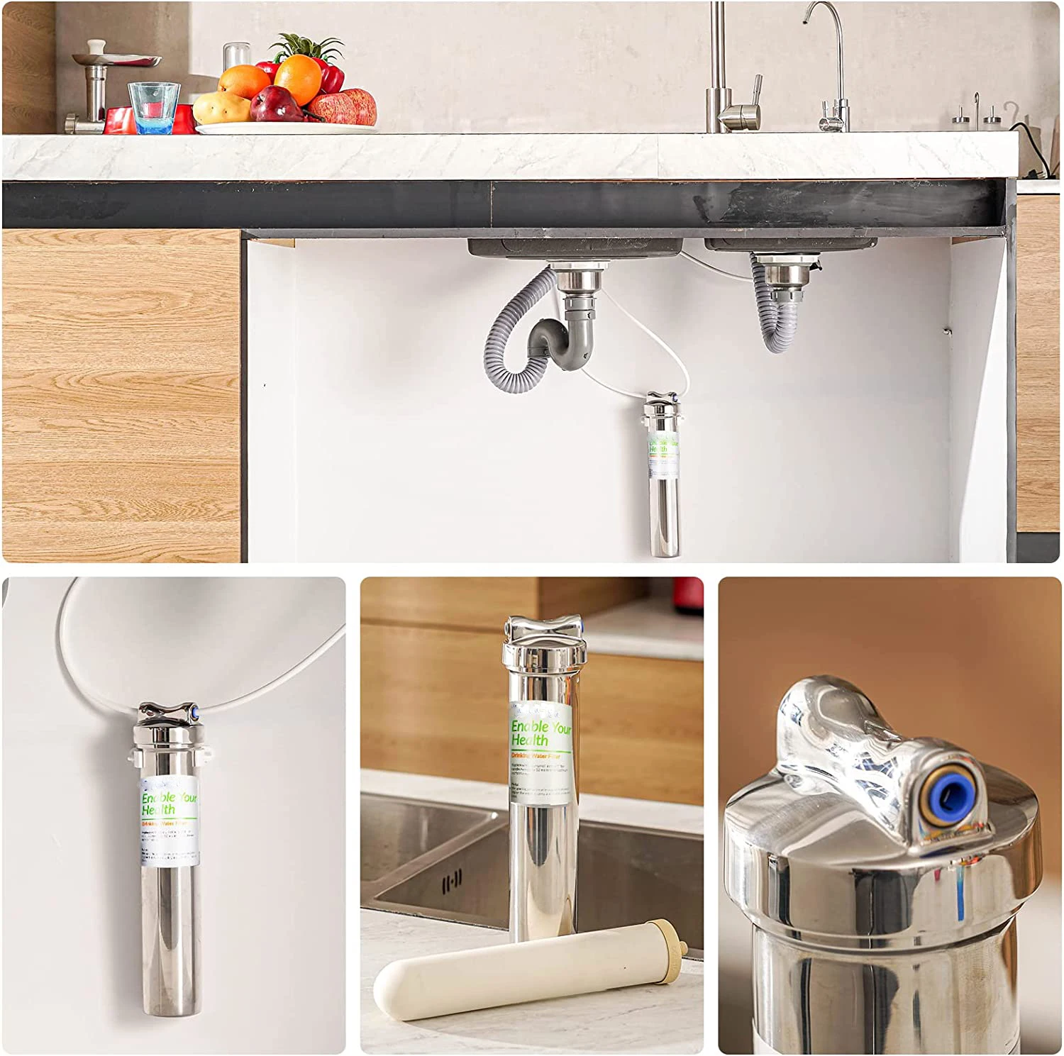 Faucet stainless steel candle ceramic  water filter with carbon block  alkaine water purifier