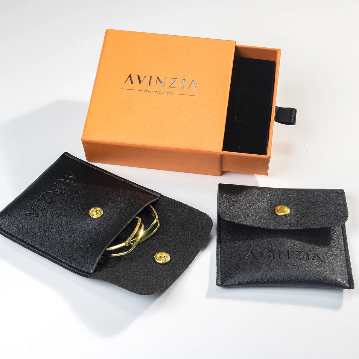 Custom Logo Drawer Sliding Cardboard Paper Luxury Gift Jewelry Box Packaging and  Pouch Bag