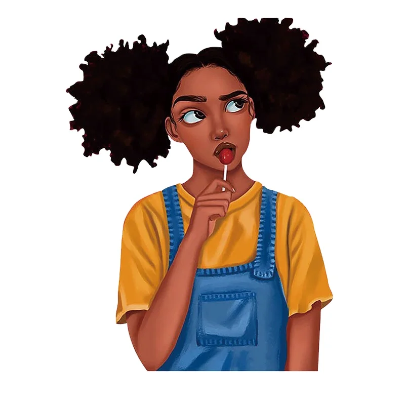 Wholesale screen print transfer designs plastisol tpu afro  printing transfer custom tshirt afro girl printing transfer