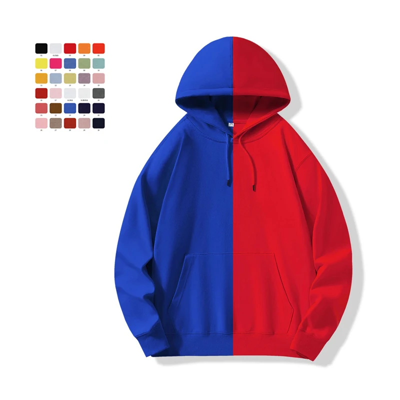 Multi-solid color personalized printing pattern design long-sleeved warm hoodie custom pullover sweater men