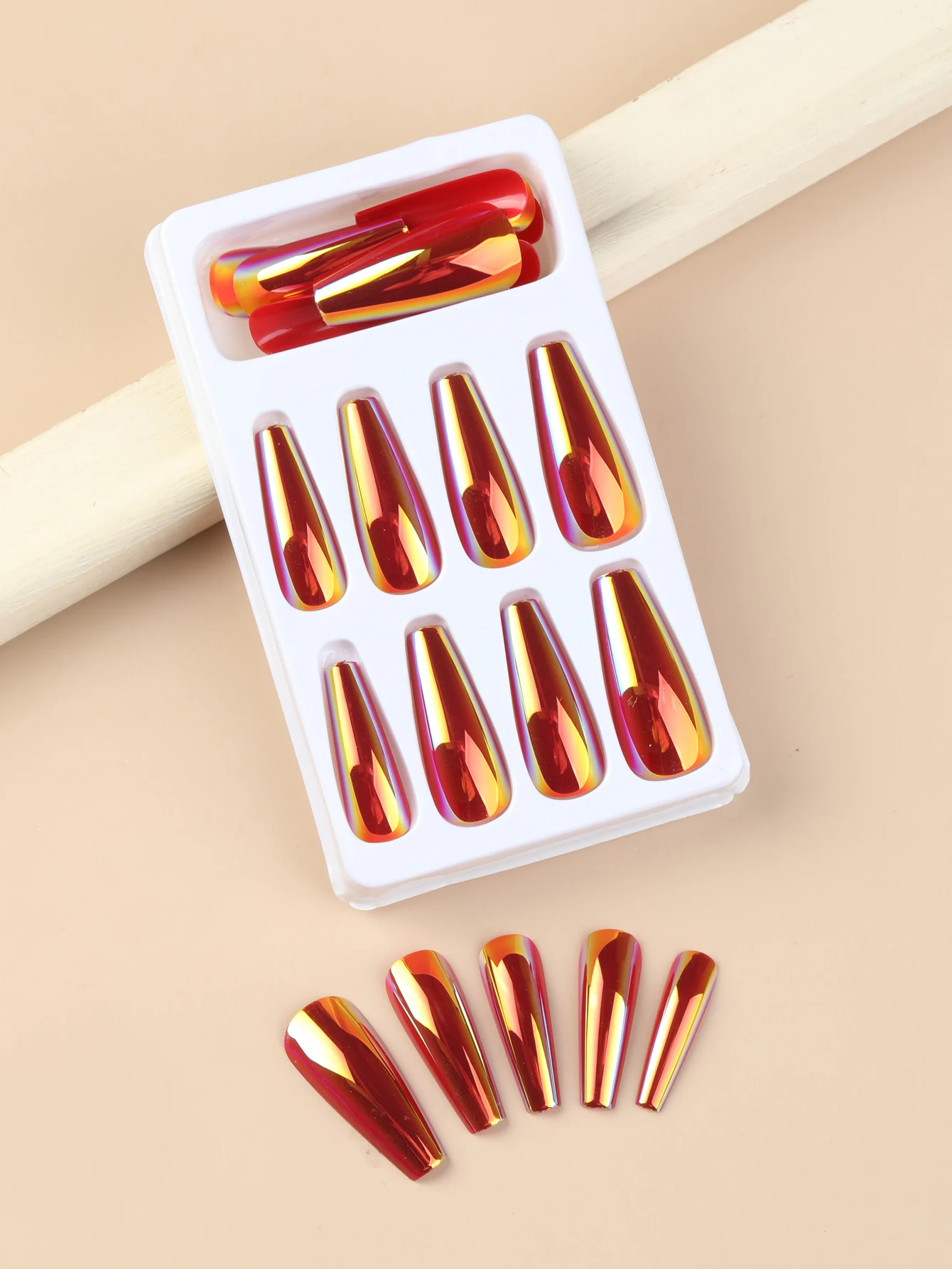 Custom private label french style designer nails wholesale sunset orange color press on nail