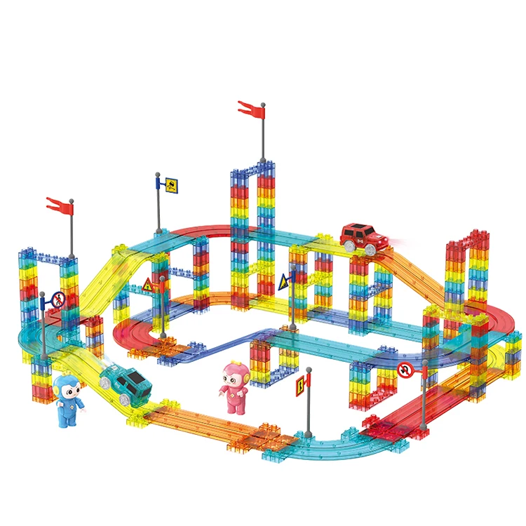 Balin Magnetic Tiles Road Sets with Car Toys Magnet Building Blocks Expansion Pack STEM Construction Toys