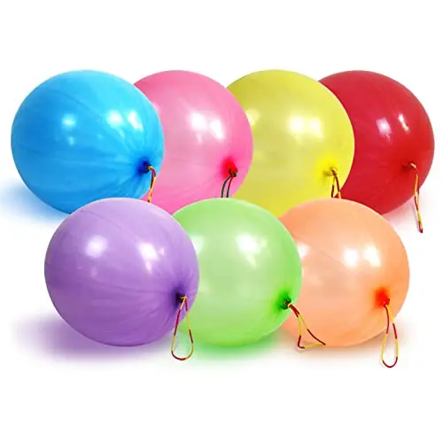 supply low MOQ 18 inch baby large neon punch latex balloons with rubber band handles punching balloon