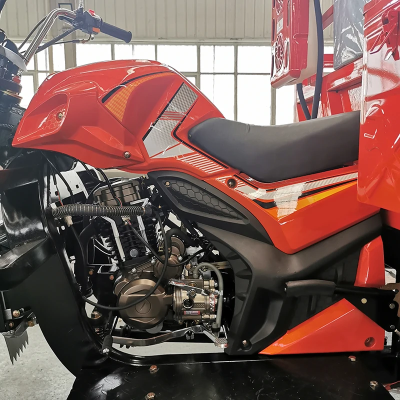 China OEM/ODM factory dual water cooled rear four tires overload gasoline petrol motor motorcycle cargo motorized tricycle