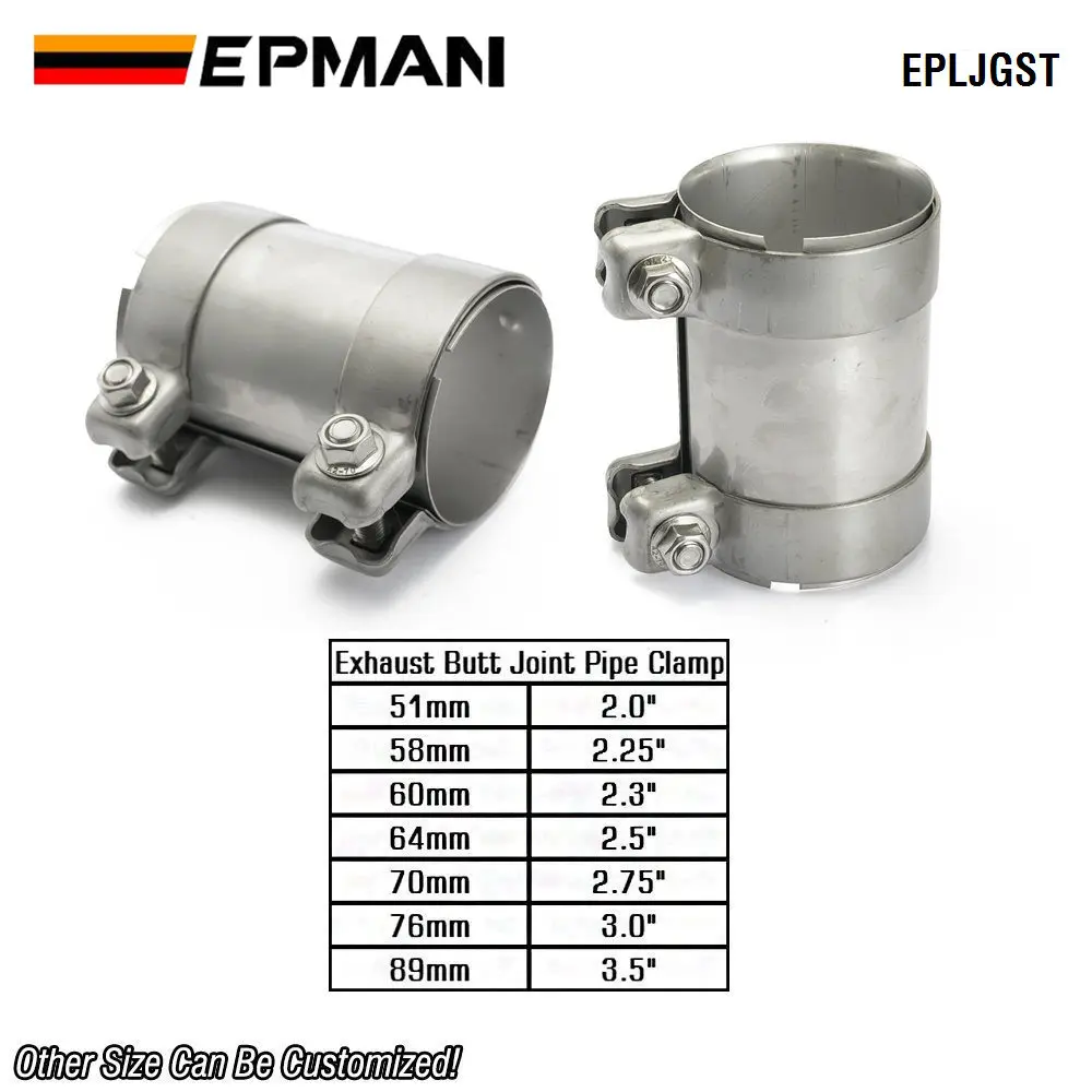 EPMAN 304 Stainless Steel Muffler Clamp Exhaust Butt Joint Pipe Clamps 51mm 58mm 60mm 70mm 64mm 76mm 89mm EPLJGST