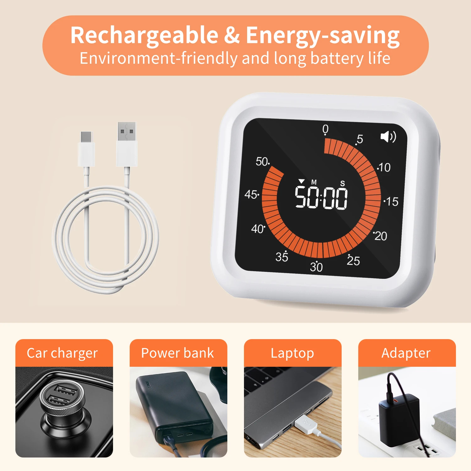 LED classroom Countdown clock Time timer Visual Low battery reminder Digital Kitchen timer