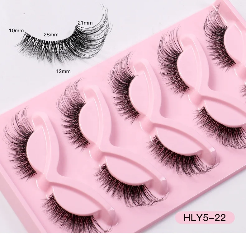 Foxy Winged Cat Eye Lashes 5 Pairs Fluffy Strip Lashes Vendor False Eyelashes Cat Eye Wispy faux mink Lashes