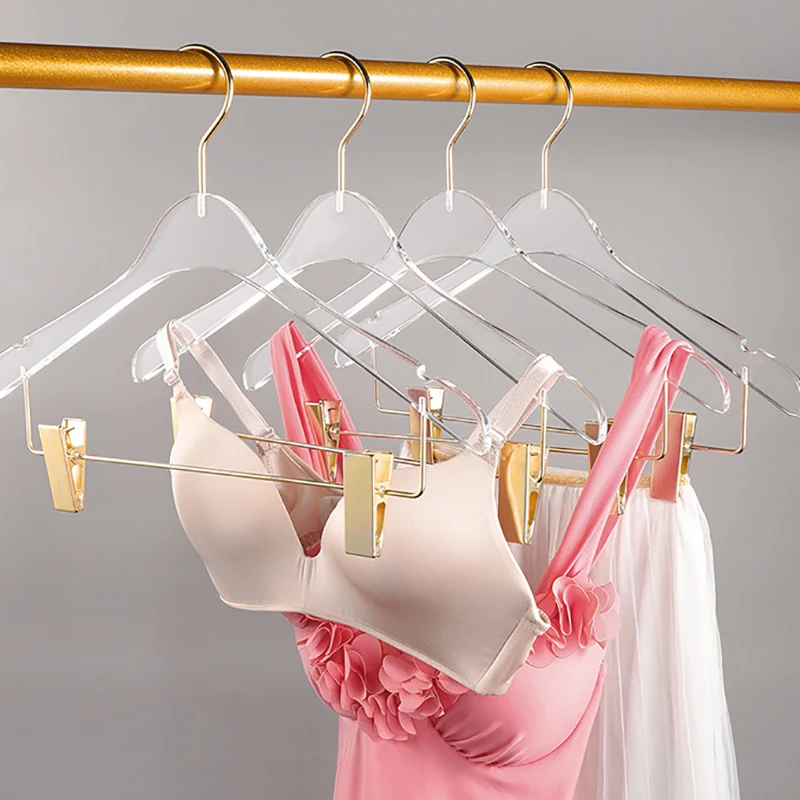 Clothing store acrylic display hanger wedding dress light luxury transparent crystal integrated garment clip fixed printing logo