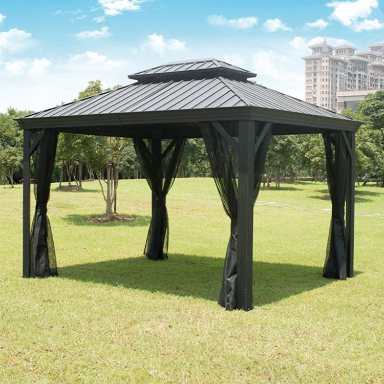 Easy Installation Outdoor Metal Pyramid Hardtop Gazebo Patio Gazebo Pergola With Door Trade Show Tent
