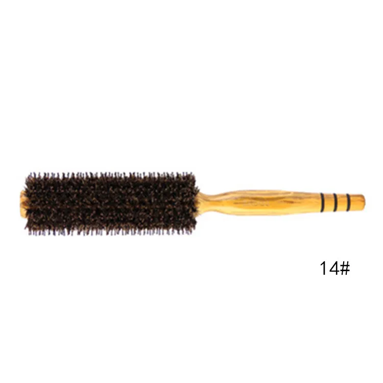 Portable Hair Brush Comb Round Anti-static Curly Brush Natural Bristle Wood Handle Hair Styling Comb