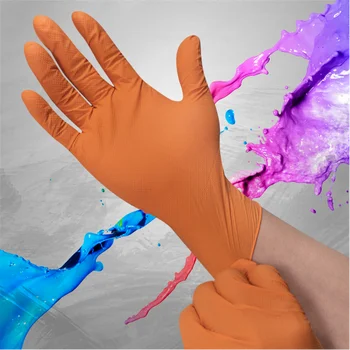 textured grip keep protected your hands clean orange custom mechanical automotive repairs work proof gloves disposable nitrile