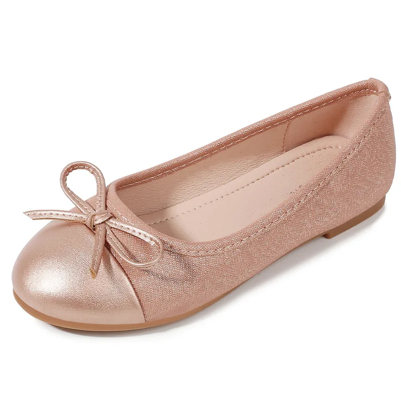 TK0017 new girls low heel girl princess elastic band bow mary janes dress rainbow children kids shoe girl flat ballet shoes