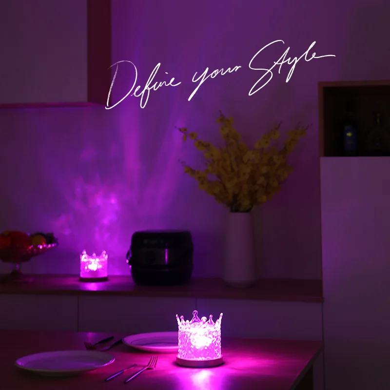 RGB Dynamic Water Ripple Atmosphere Lamp USB Cable 16 Colors LED Rechargeable Crystal table Lamp with Remote Controller